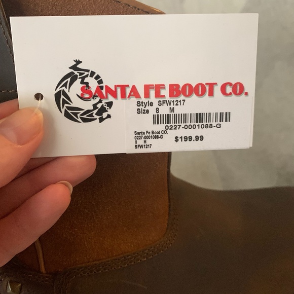 Santa Fe Boot Tan Leather & Suede Ankle Cowboy Boot - Picture 8 of 9